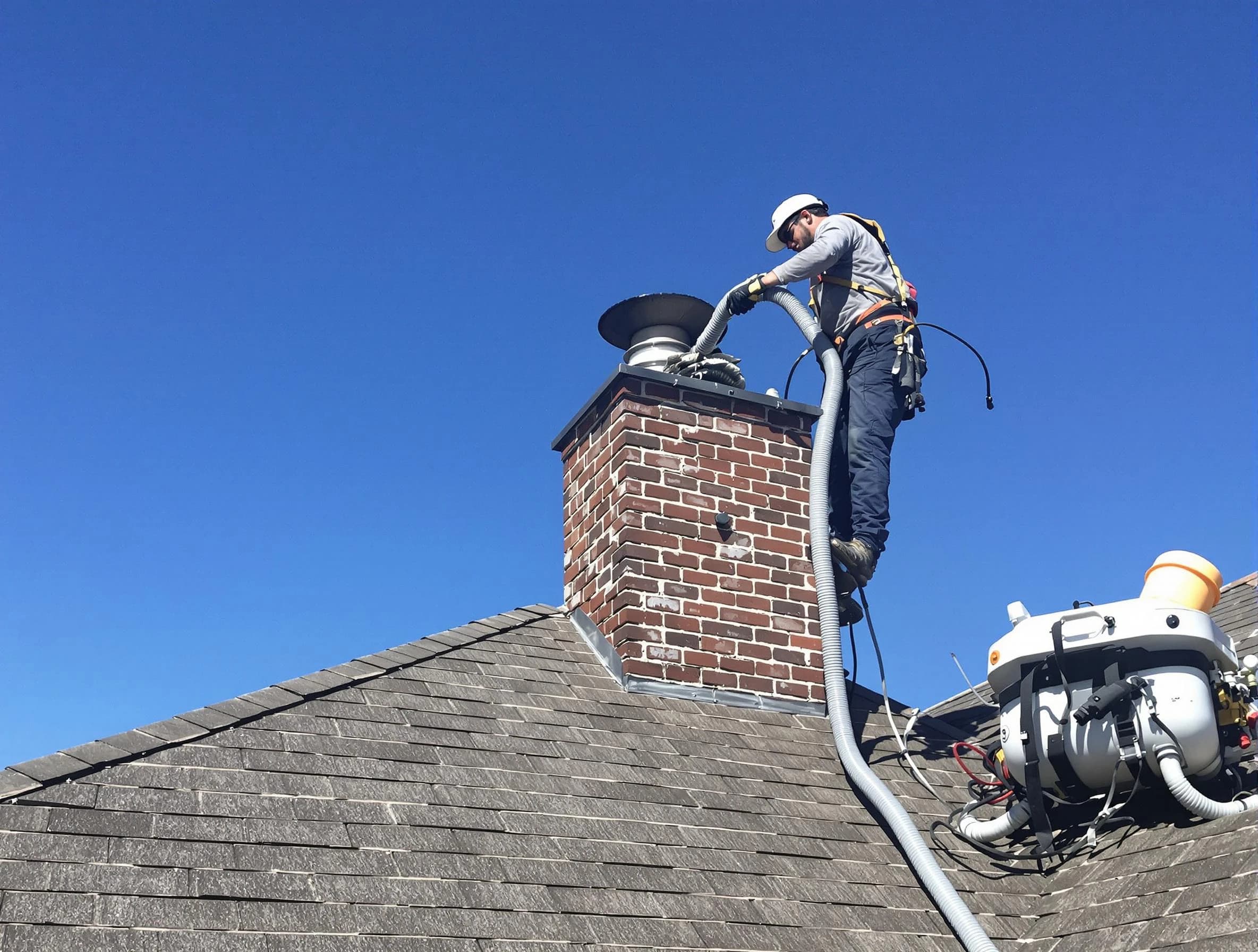 Dedicated Magna Chimney Sweep team member cleaning a chimney in Magna, UT