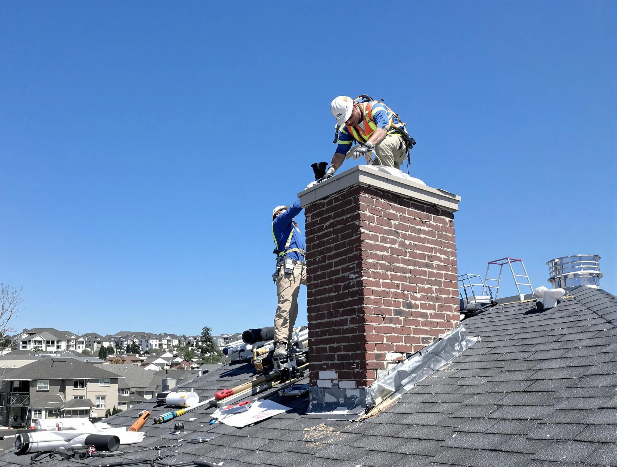 Magna Chimney Sweep repairing a chimney crown in Magna, UT