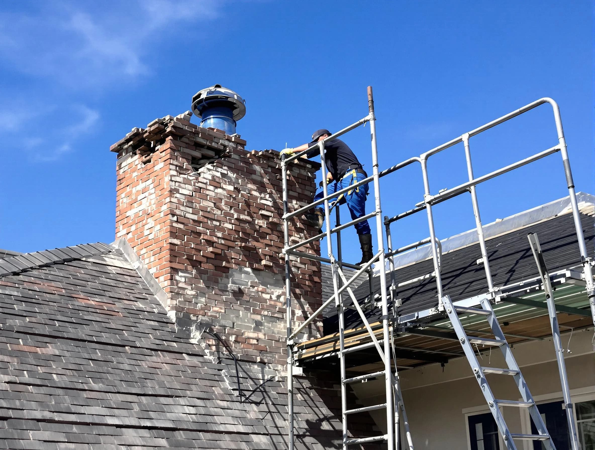 Rebuilding a chimney structure by Magna Chimney Sweep in Magna, UT