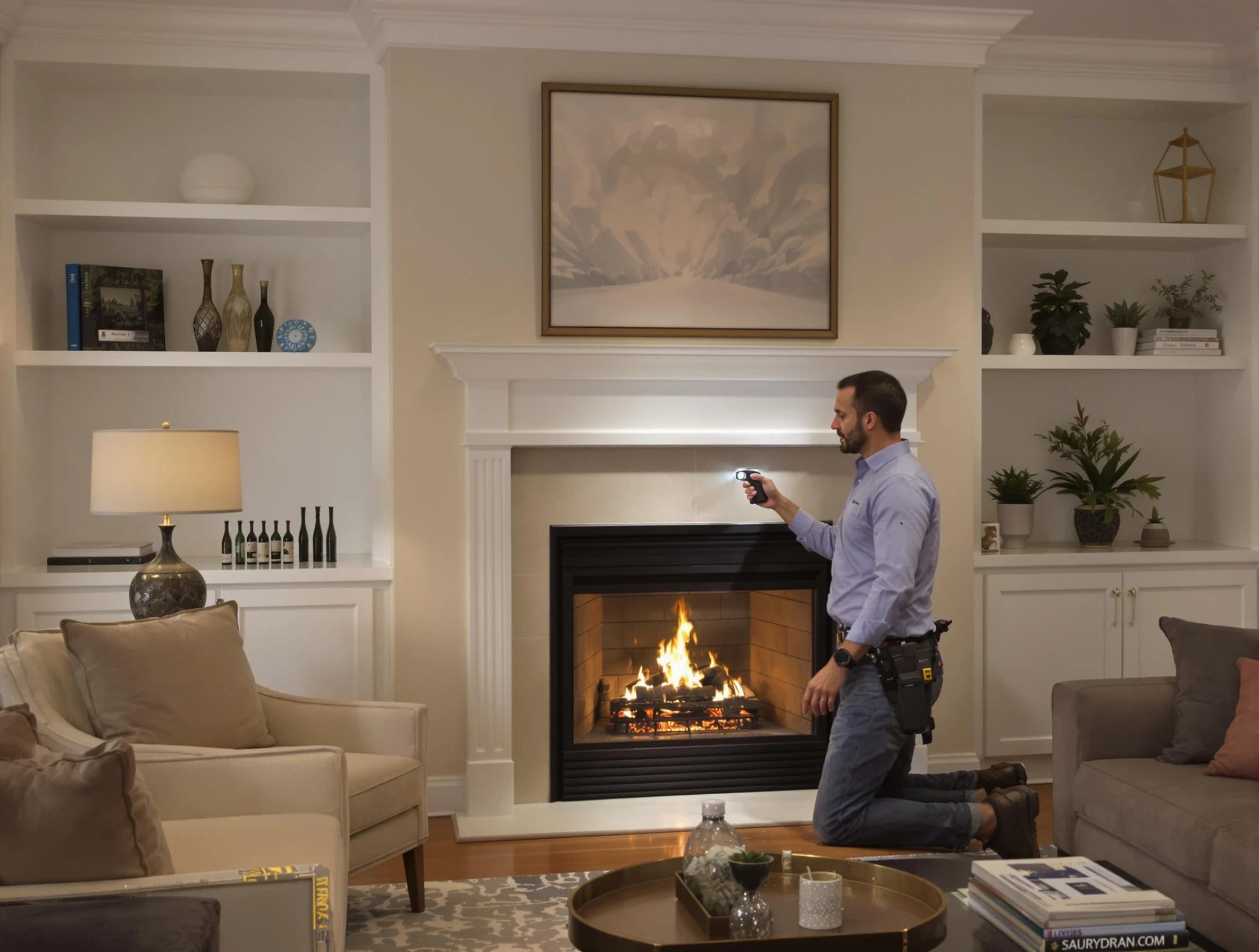 Magna Chimney Sweep conducting a fireplace safety inspection in Magna, UT