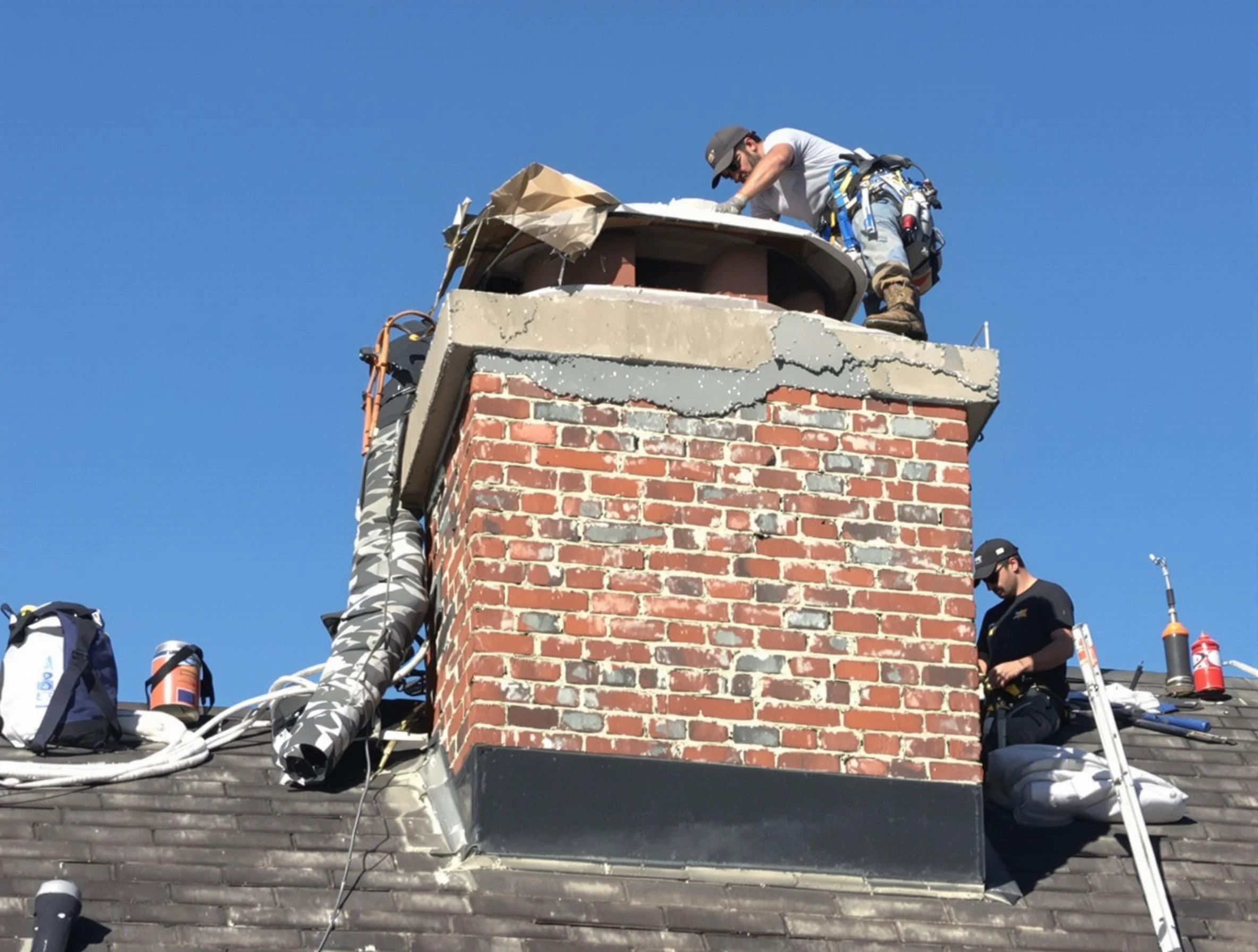 Magna Chimney Sweep installing a custom chimney crown in Magna, UT