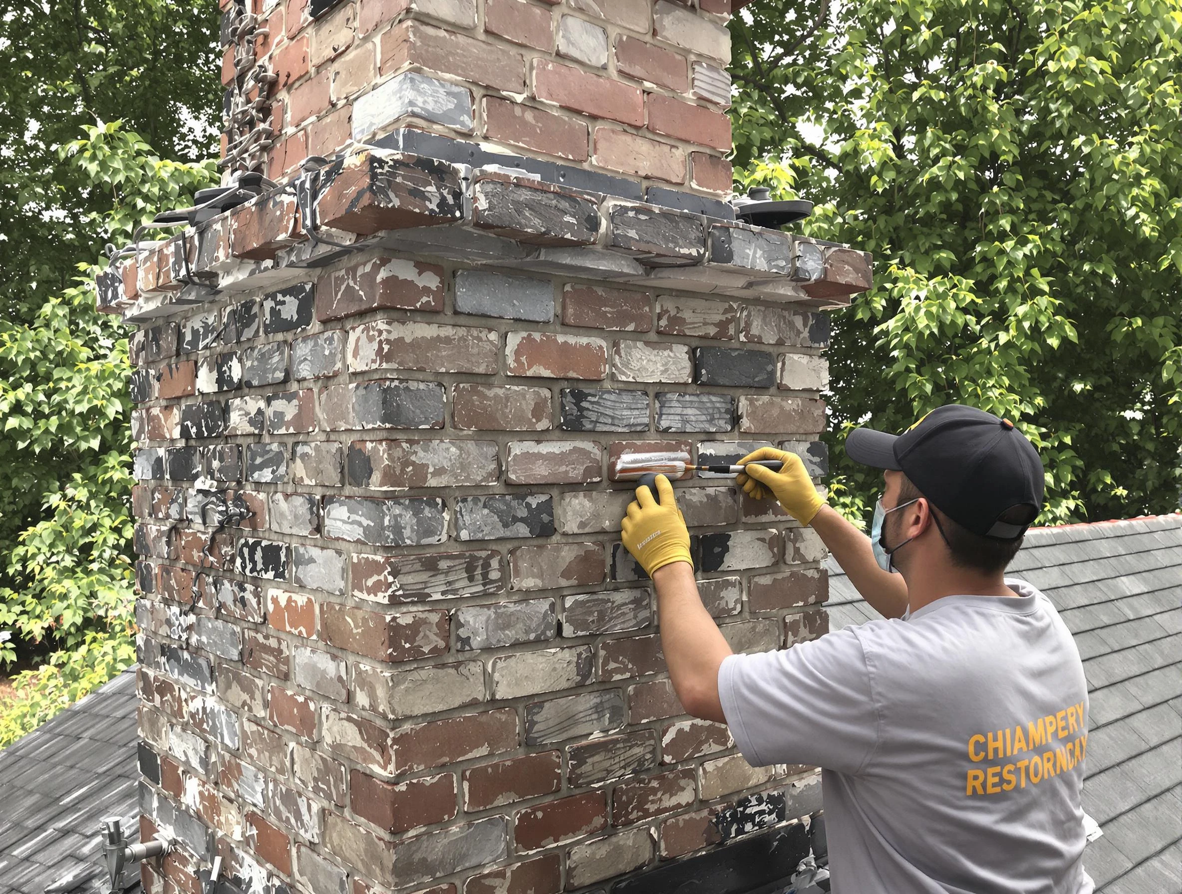 In-progress chimney restoration by Magna Chimney Sweep in Magna, UT