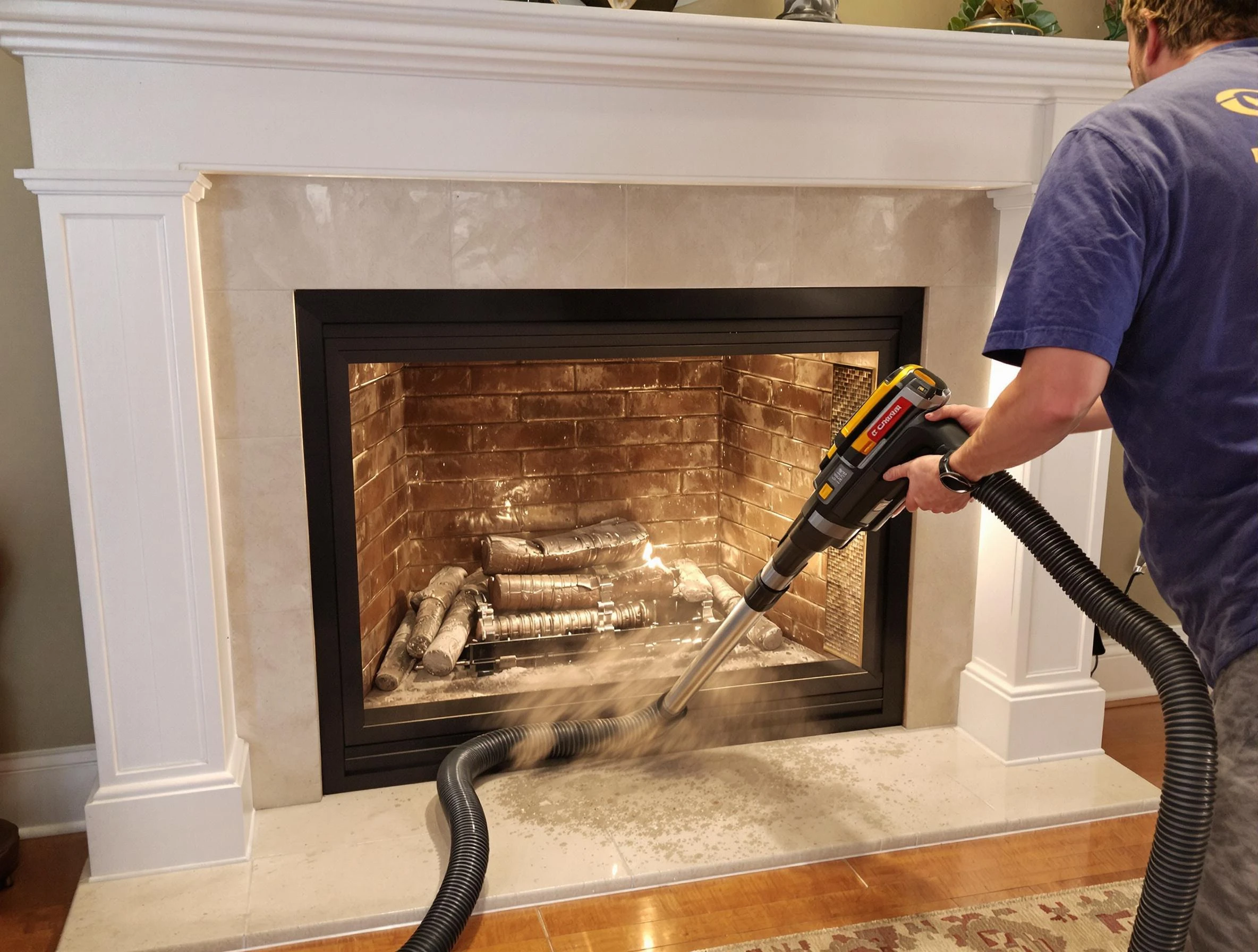 Fireplace cleaning performed by Magna Chimney Sweep in Magna, UT