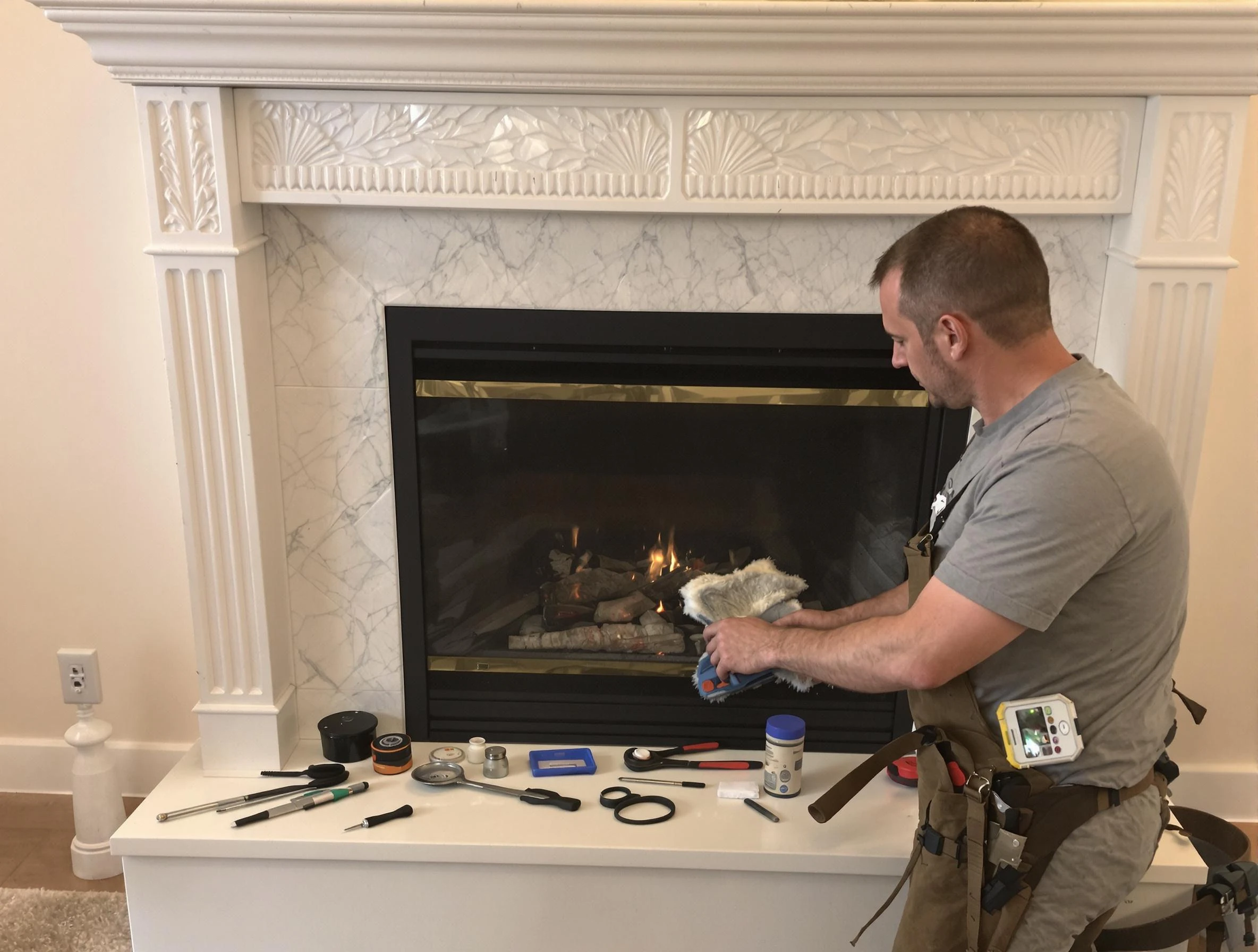 Magna Chimney Sweep performing fireplace maintenance in Magna, UT